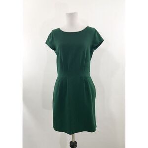Madewell‎ Size 2 Cap Sleeve Dress Short Sleeve Pockets Sheath Stretch Green